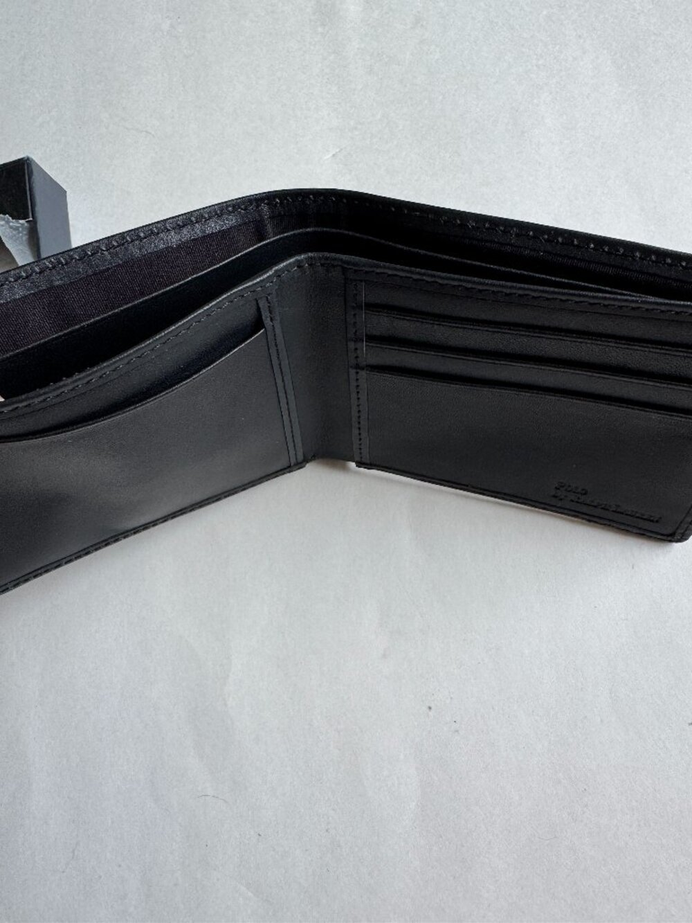 Mens Polo Ralph Lauren Pony Logo Leather Bifold Wallet Black - Picture 3 of 6